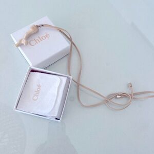 CHLOE Cream Coral and Leather Long Adjustable Necklace NWT